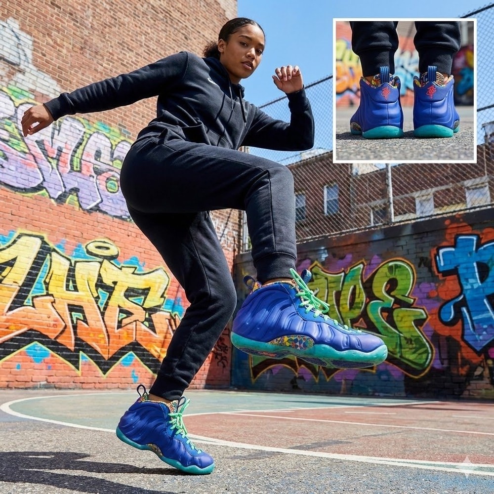 Nike Little Posite One Kaleidoscope GS Size 6Y Foamposite Penny Blue‎ DZ5190-400